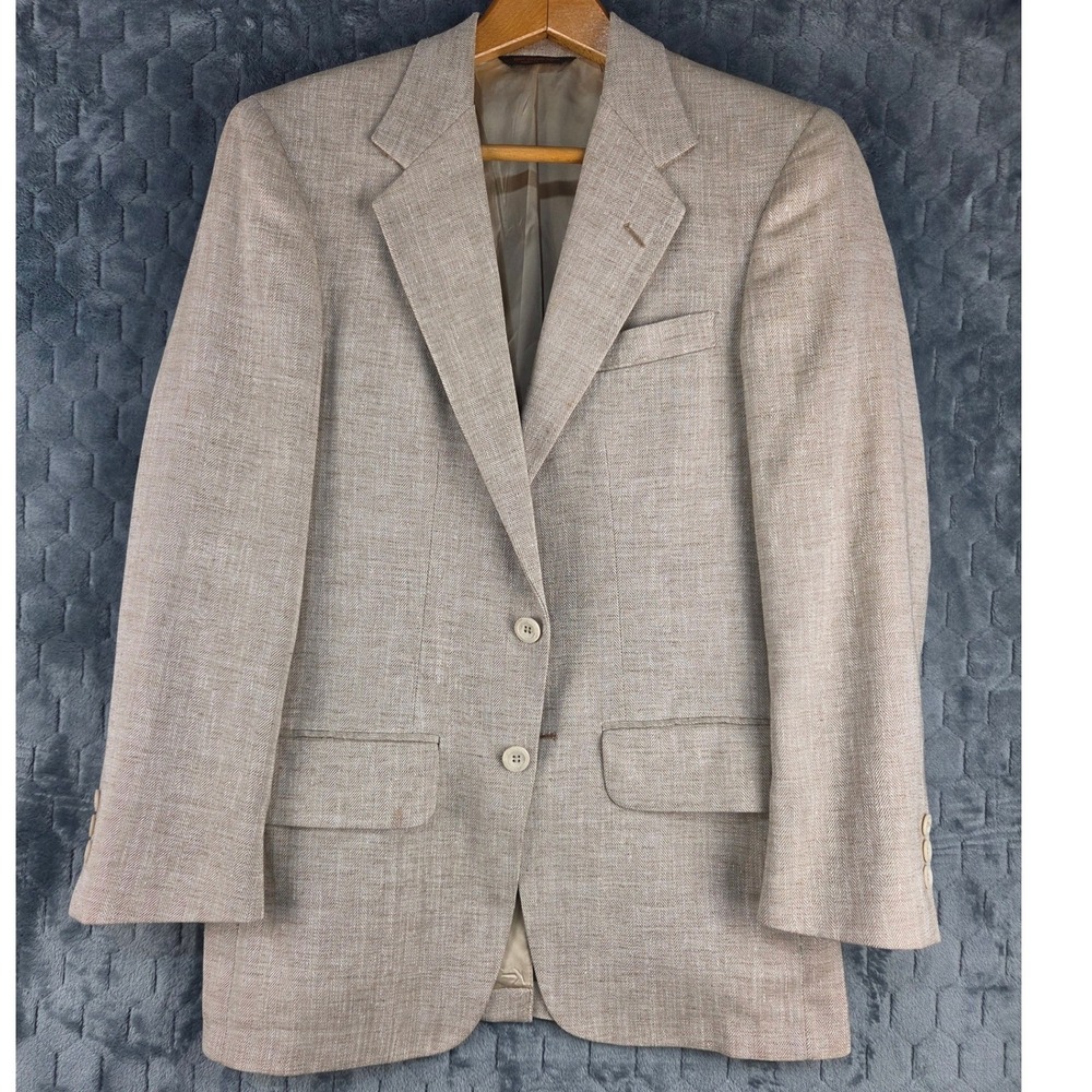 Kuppenheimer Mens Tan Herringbone Two Button Blazer Sport‎ Coat Jacket Regular